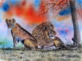 アフリカのライオンと雌ライオン
